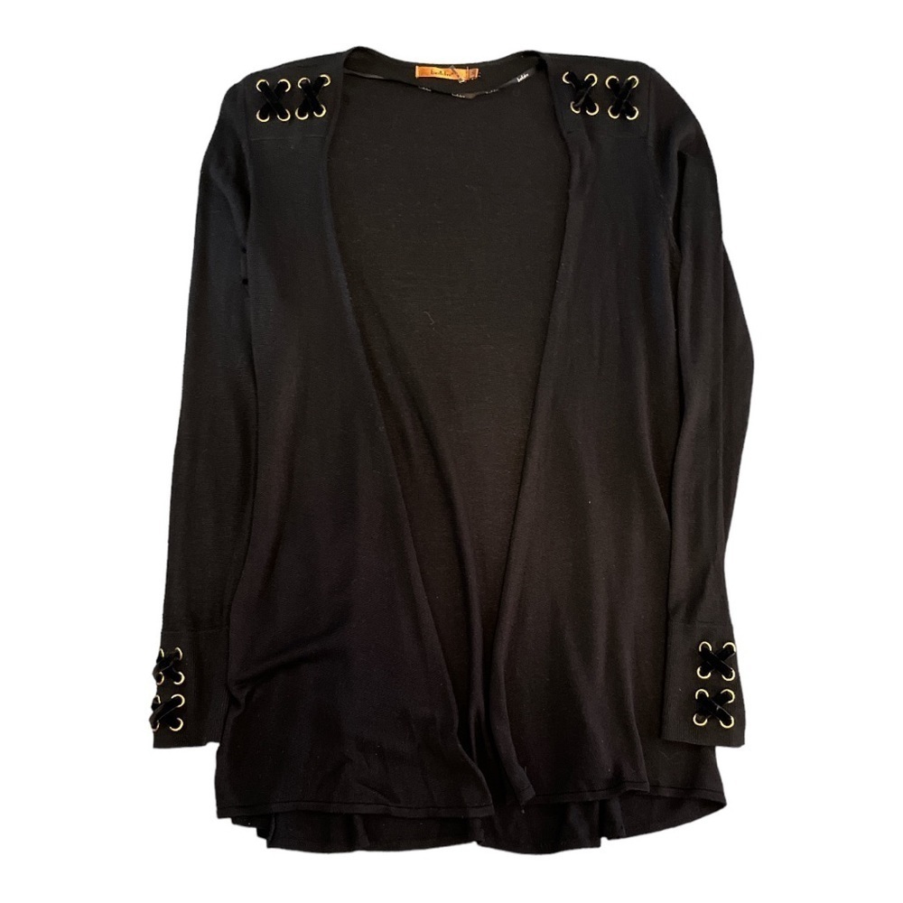 BELLDINI Lace Accent Cardigan in Black Size Small